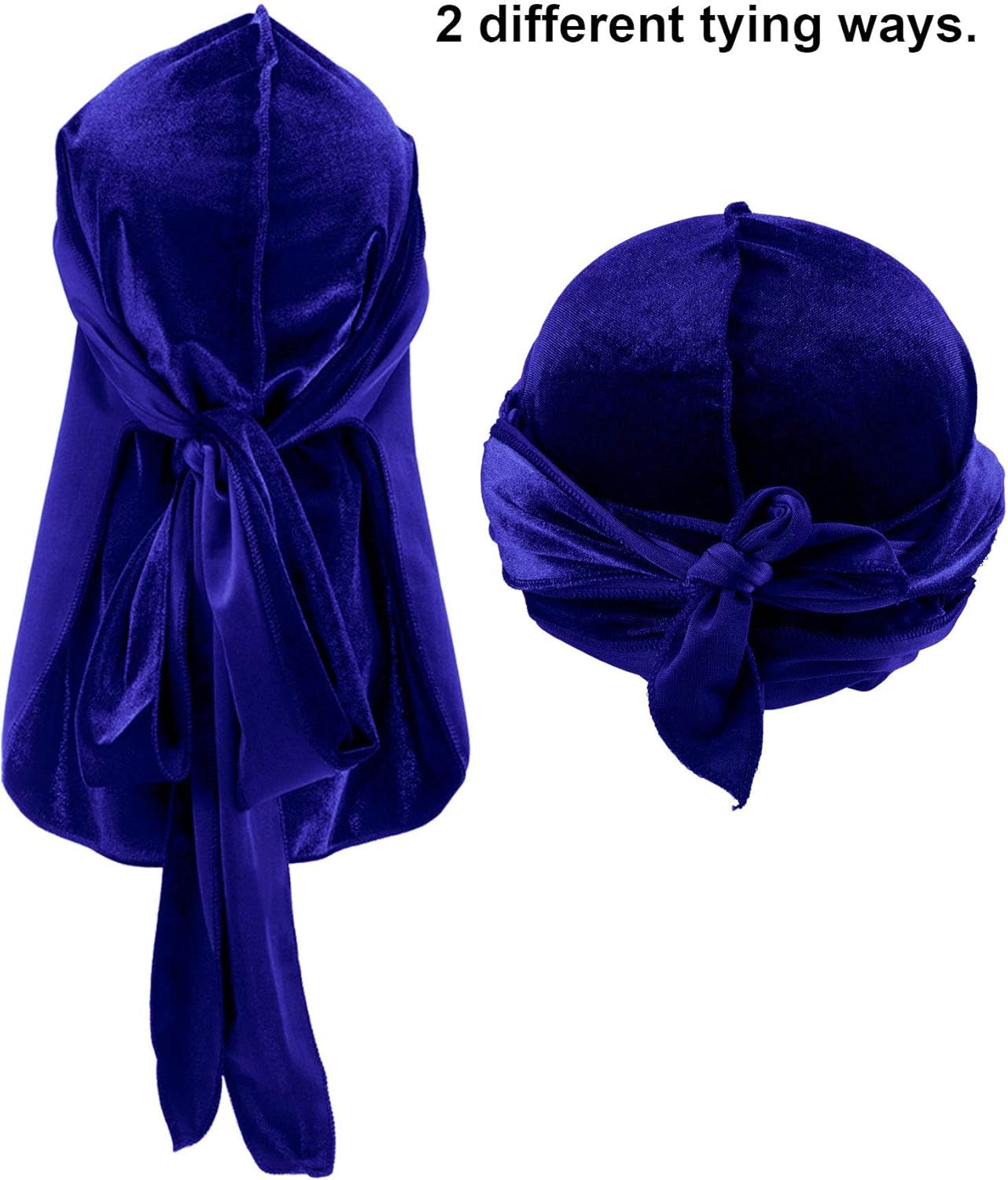 4 Pieces Men'S Velvet Durag with Long Tail Soft Durag Headwraps for 360 Waves