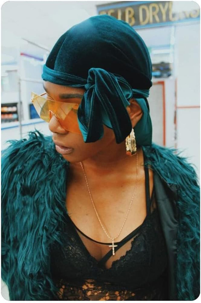 Durags Doo Rag Dew Rags for Men 360 Waves 3Pack Velvet Durags Headwear Skull Hat Headwraps for Men Women