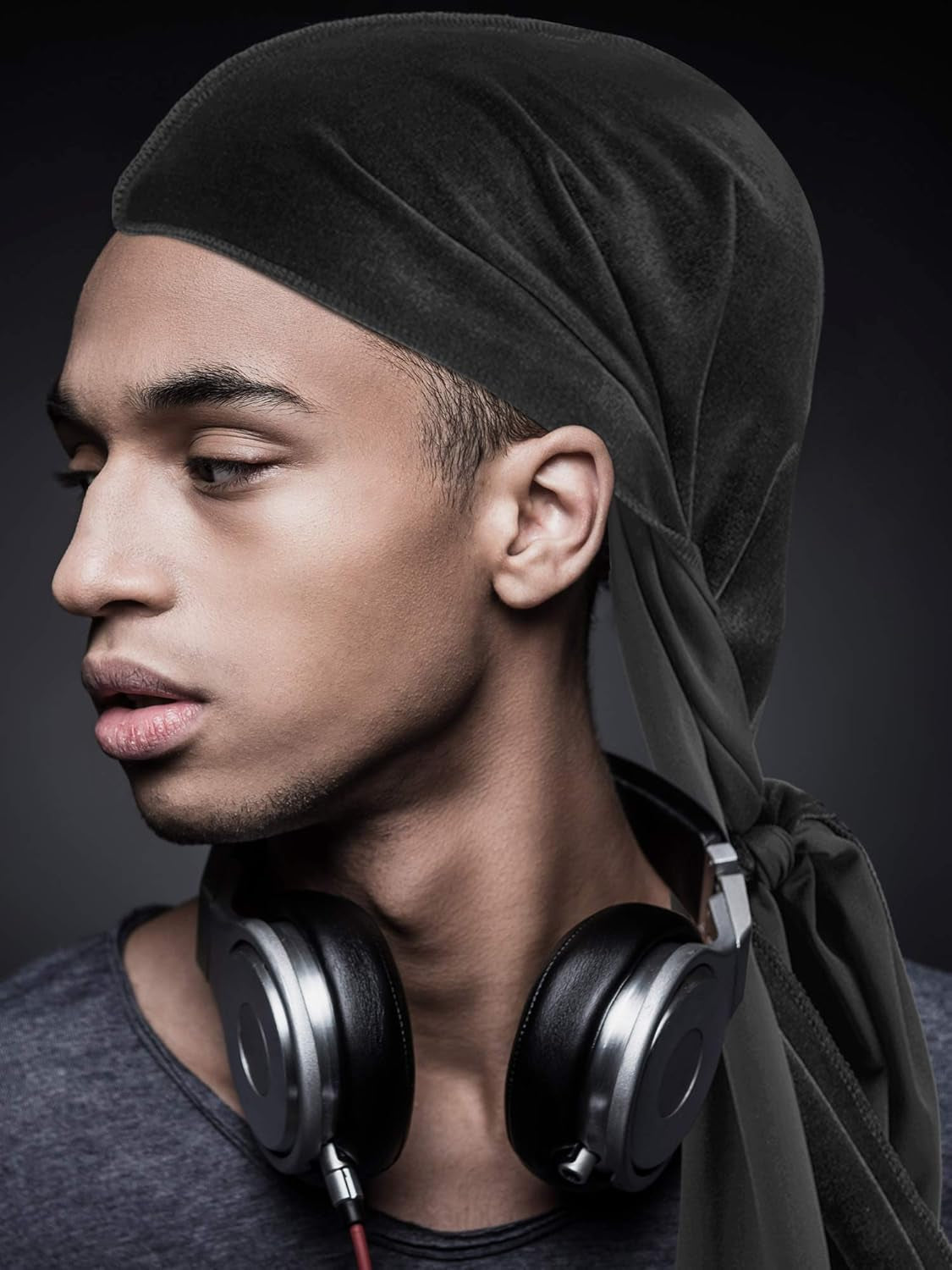 4 Pieces Men'S Velvet Durag with Long Tail Soft Durag Headwraps for 360 Waves
