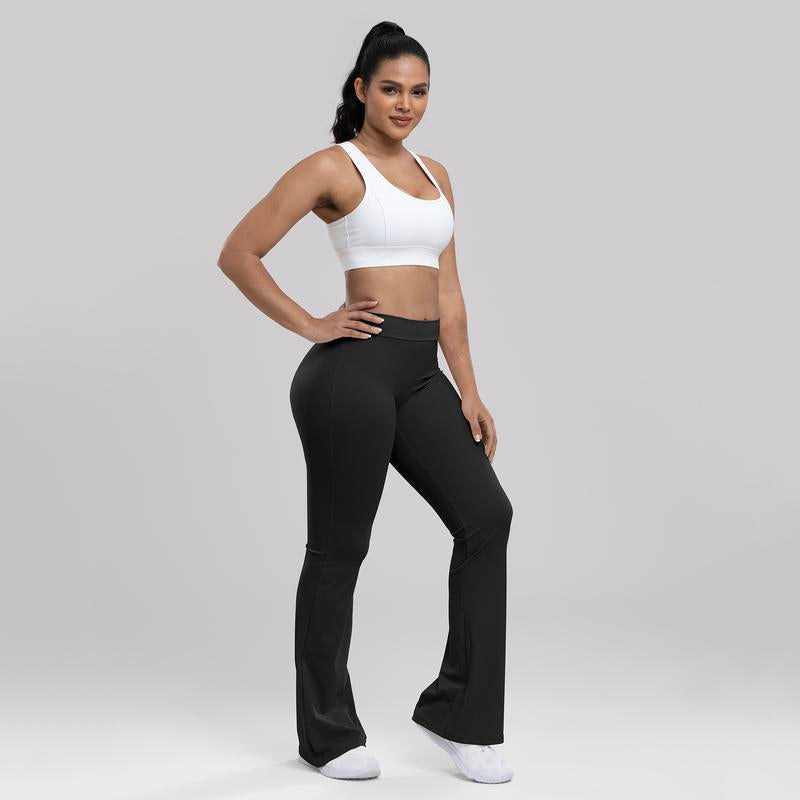 Women'S High Waist Flare Yoga Trousers - V Back Scrunch Butt Stretch Hip Lifting Tights for Gym and Casual Daily Wear, Wide Leg Fit