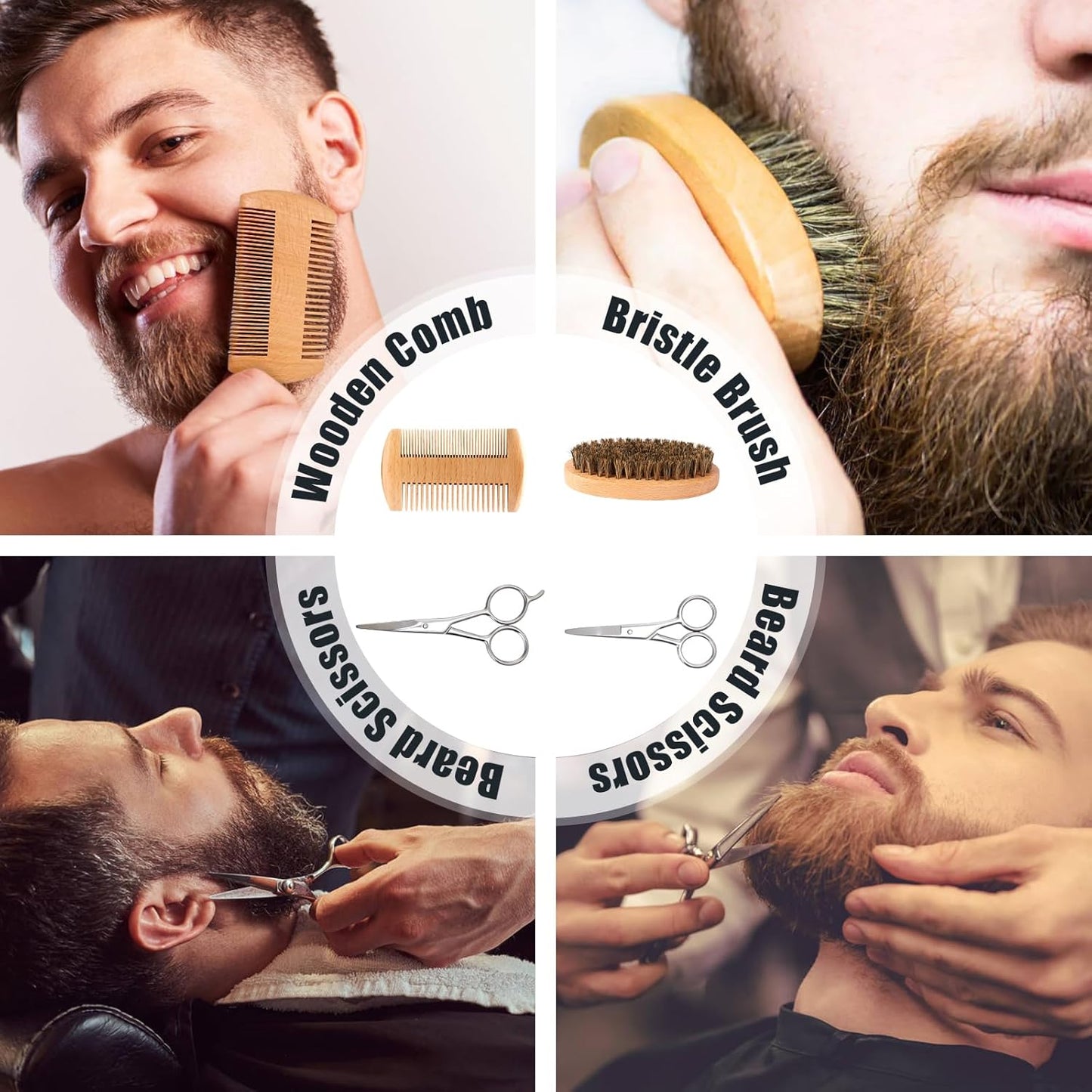 Beard Care Kit for Men, Dad Father’S Day Gifts, Beard Mustache Grooming Kit-Beard Balm, Beard Wash, Beard Oil, Brush, Scissors, Birthday Anniversary Daily Gifts for Husband/Boyfriend/Him