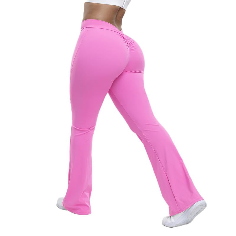 Women'S High Waist Flare Yoga Trousers - V Back Scrunch Butt Stretch Hip Lifting Tights for Gym and Casual Daily Wear, Wide Leg Fit
