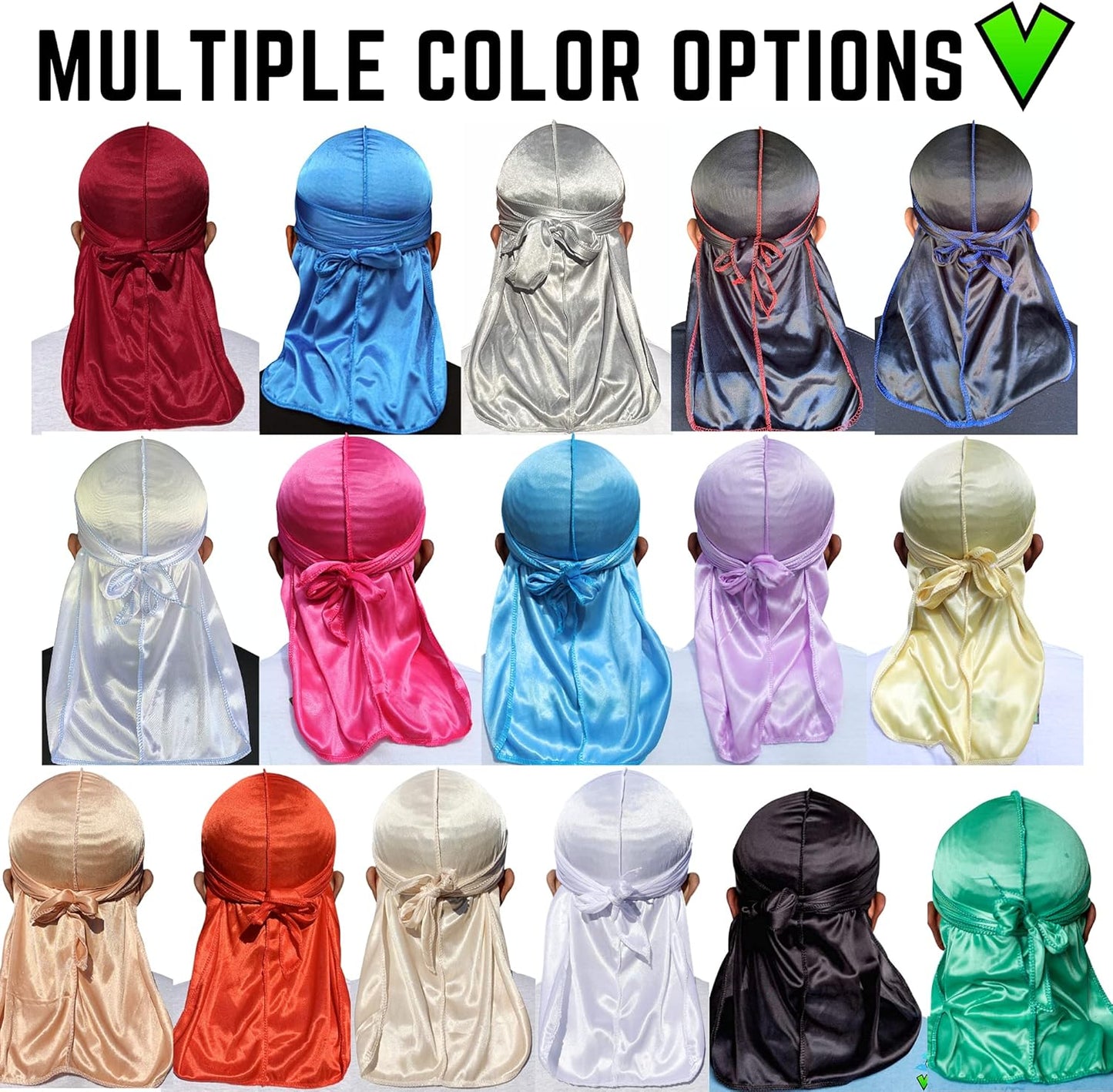 Superior Silk Durag - Smooth Silk Durag for Men & Women, Long Double Wide Straps, outside Seam Triple Stitch Du Rag
