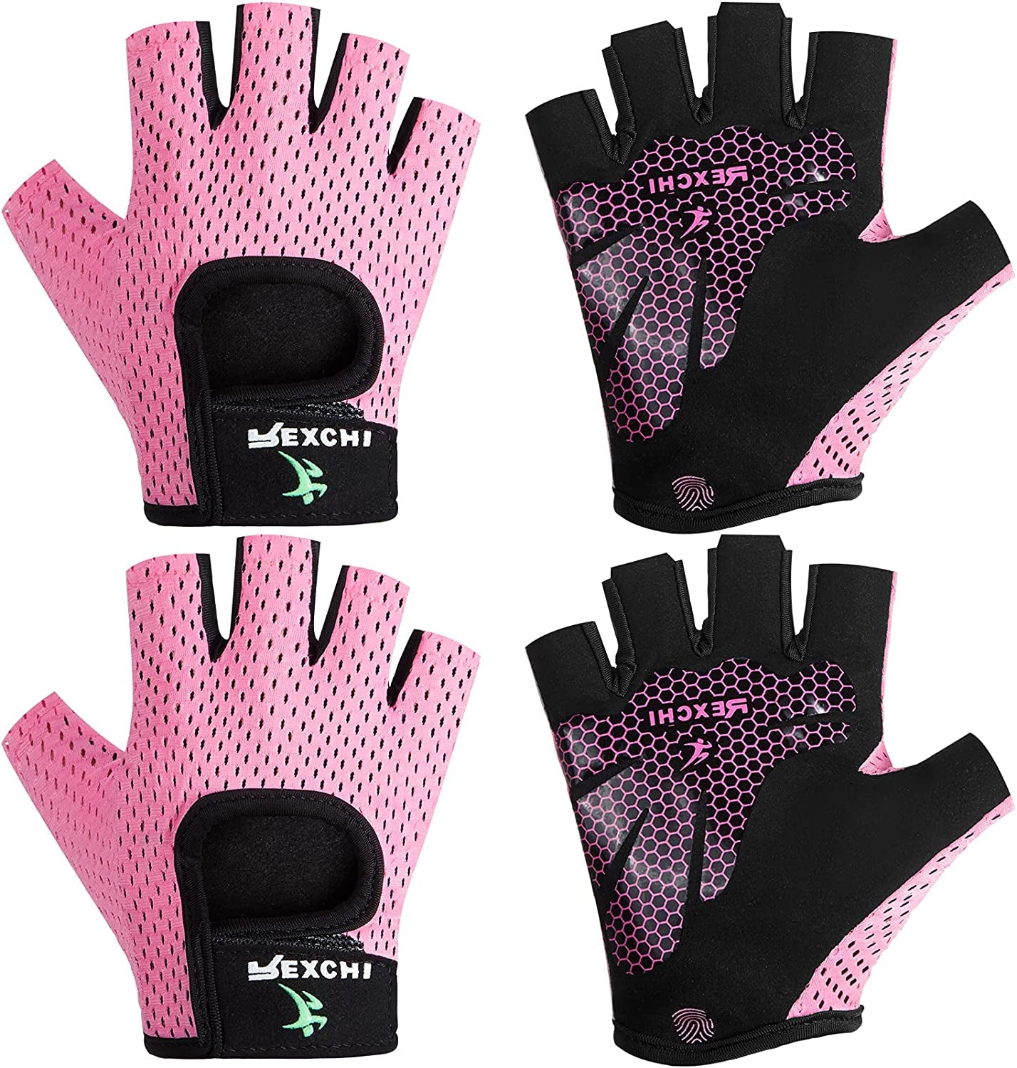 2 Pairs Workout Gloves Adjustable Weight Lifting Gym Exercise Training Breathable Workout Gloves with Full Palm Protection for Men and Women Fitness, Biking, Pull Up, Cycling