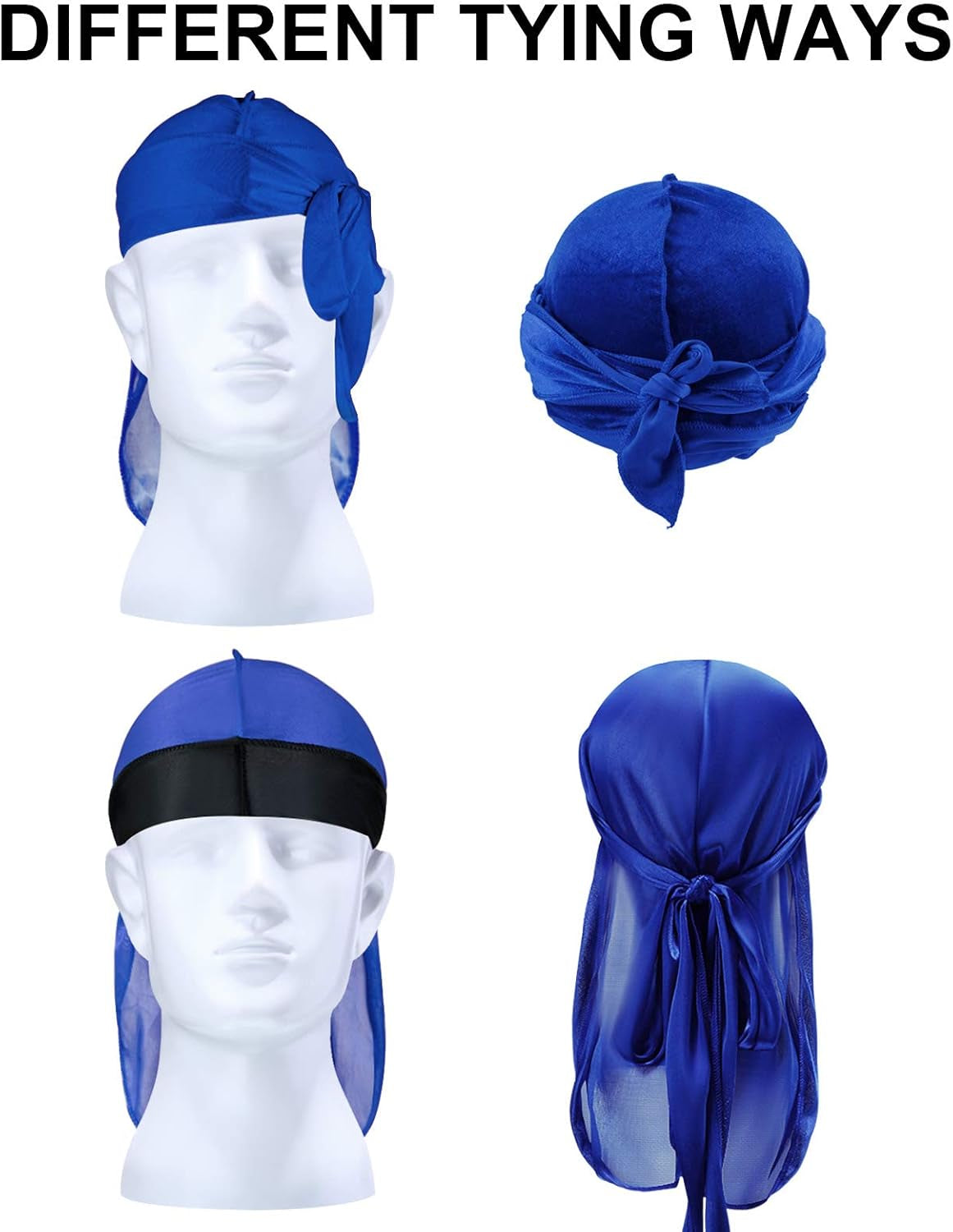 6 Pieces Kids Satin Durags with Wave Caps Set Unisex 360 Wave Headwraps with Long Tail and Wide Straps