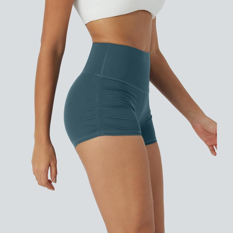 Halara Softlyzero™ Quickdry Socinched High Waisted Tummy Control Ruched Running Biker Shorts 2.5''