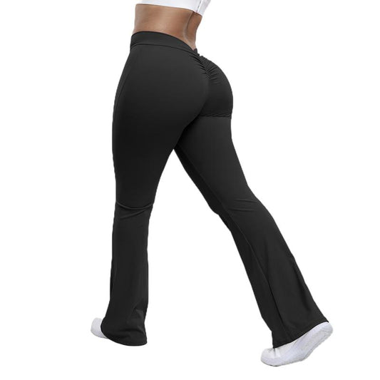 Women'S High Waist Flare Yoga Trousers - V Back Scrunch Butt Stretch Hip Lifting Tights for Gym and Casual Daily Wear, Wide Leg Fit