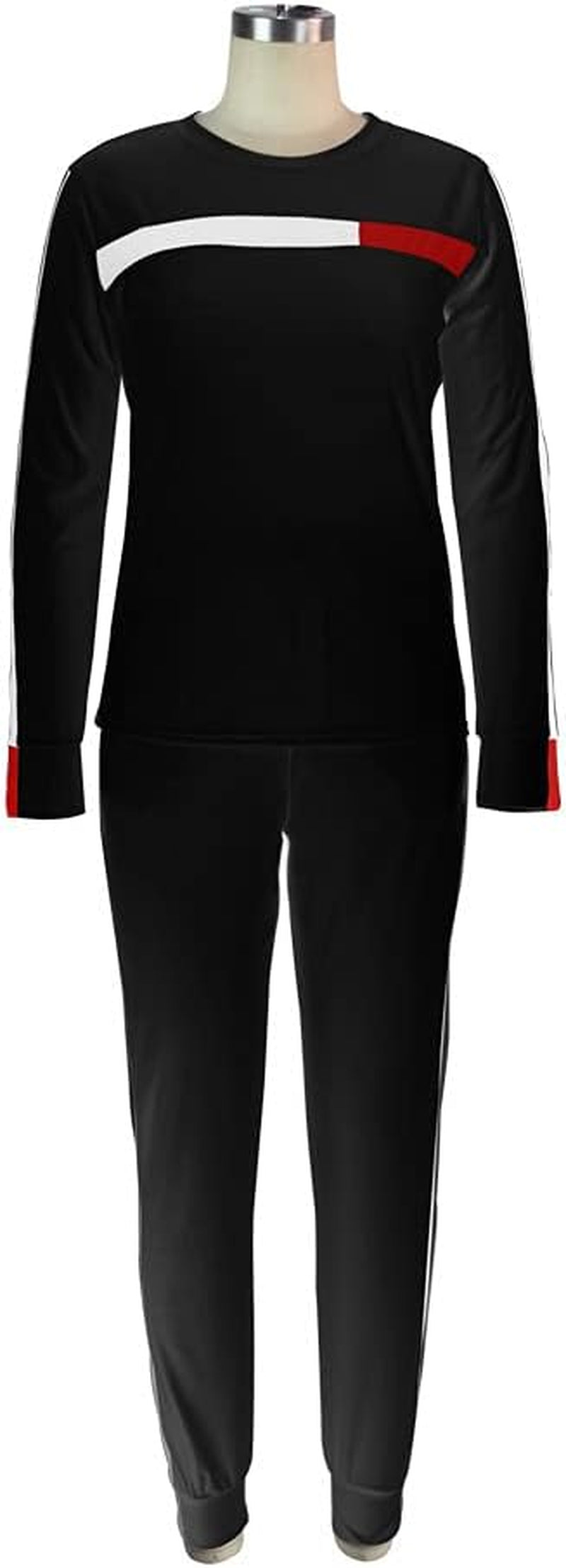 2 Piece Outfits for Women Sexy Stripe Sweatsuits Casual O-Neck Long Sleeve T-Shirt Skinny Pants Sports Set Fall