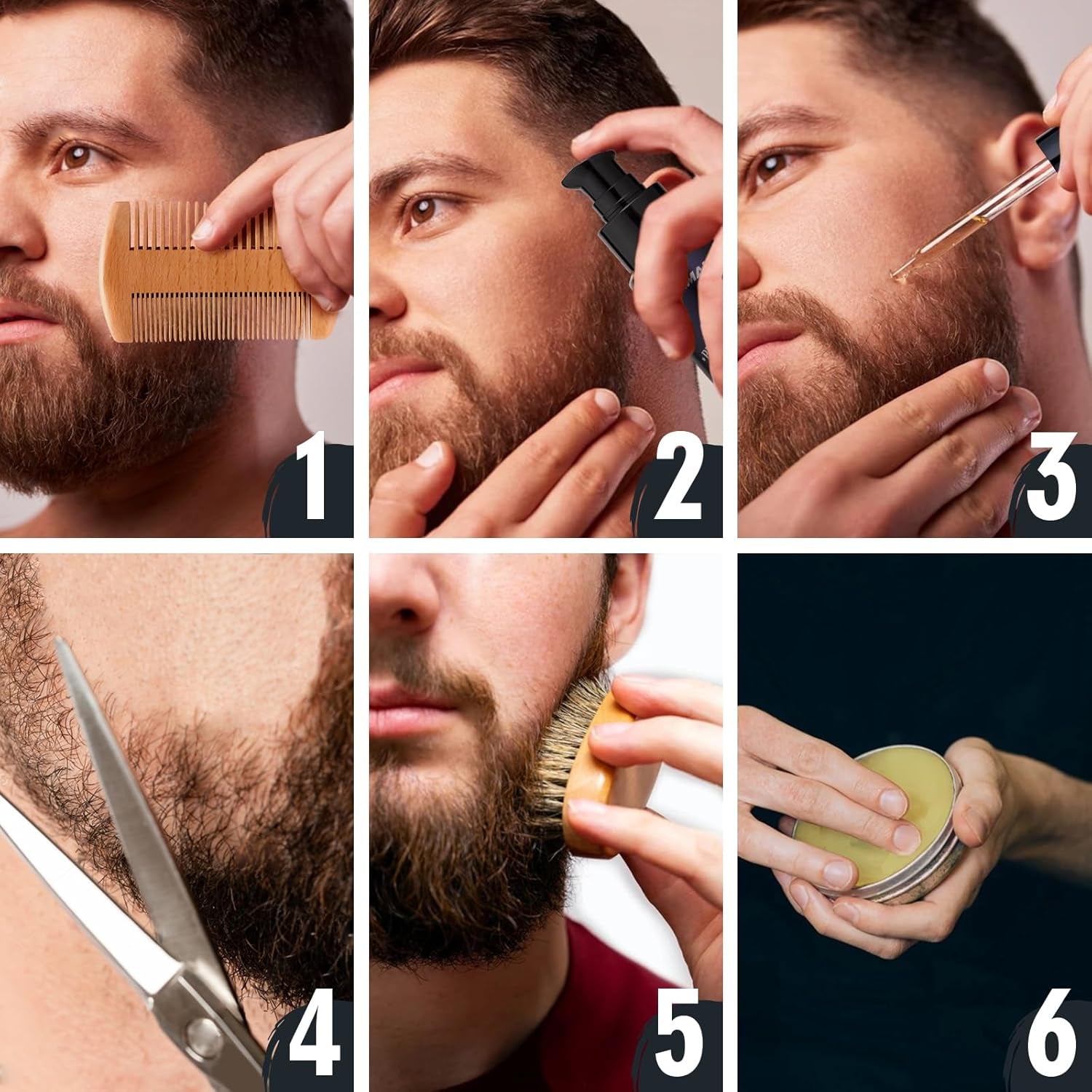 Beard Care Kit for Men, Dad Father’S Day Gifts, Beard Mustache Grooming Kit-Beard Balm, Beard Wash, Beard Oil, Brush, Scissors, Birthday Anniversary Daily Gifts for Husband/Boyfriend/Him
