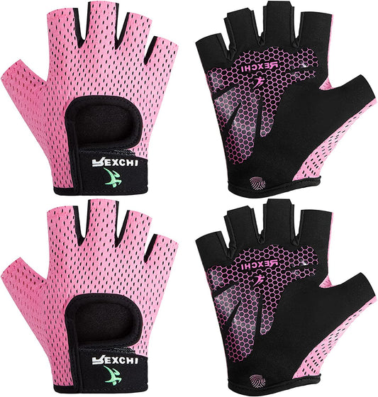 2 Pairs Workout Gloves Adjustable Weight Lifting Gym Exercise Training Breathable Workout Gloves with Full Palm Protection for Men and Women Fitness, Biking, Pull Up, Cycling